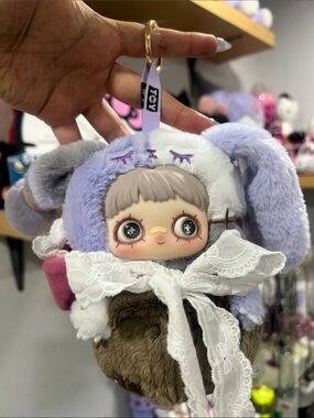 MayMei Lavender & White Bunny Purse Pal/ Bag Charm